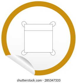 Flat chair icon on sticker for floor plan outline. Line editable EPS10 vector furniture illustration. View from above