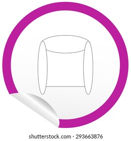 Flat chair icon on sticker for floor plan outline. Line editable EPS10 vector furniture illustration. View from above