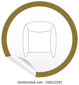 Flat chair icon on sticker for floor plan outline. Line editable EPS10 vector furniture illustration. View from above