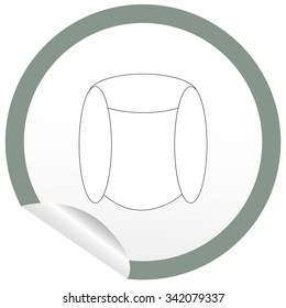 Flat chair icon on sticker for floor plan outline. Line editable EPS10 vector furniture illustration. View from above
