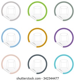 Flat chair icon on sticker for floor plan outline. Line editable EPS10 vector furniture illustration. View from above