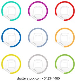 Flat chair icon on sticker for floor plan outline. Line editable EPS10 vector furniture illustration. View from above