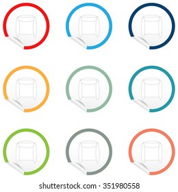 Flat chair icon on sticker for floor plan outline. Line editable EPS10 vector furniture illustration. View from above