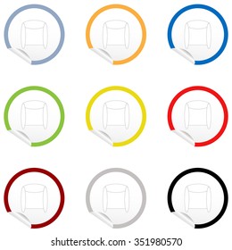 Flat chair icon on sticker for floor plan outline. Line editable EPS10 vector furniture illustration. View from above