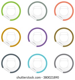 Flat chair icon on sticker for floor plan outline. EPS10 vector furniture illustration. View from above