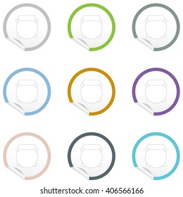Flat chair icons on sticker for floor plan outline. Line EPS10 vector furniture illustration. View from above