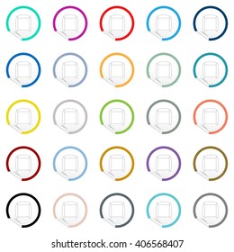 Flat chair icons on sticker for floor plan outline. Line EPS10 vector furniture illustration. View from above