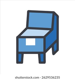 Flat chair object icon design concept