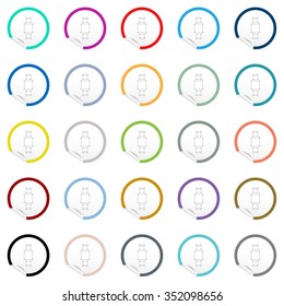 Flat chair and table icon on sticker for floor plan outline. Line editable EPS10 vector furniture illustration. View from above