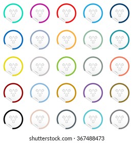 Flat chair and table icon on sticker for floor plan outline. Line editable EPS10 vector furniture illustration. View from above