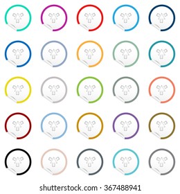 Flat chair and table icon on sticker for floor plan outline. Line editable EPS10 vector furniture illustration. View from above