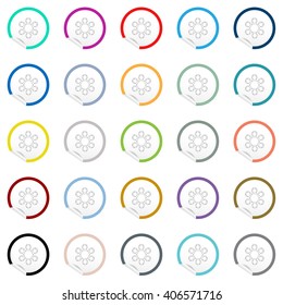 Flat chair and table icons on sticker for floor plan outline. Line EPS10 vector furniture illustration. View from above