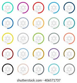 Flat chair and table icons on sticker for floor plan outline. Line EPS10 vector furniture illustration. View from above