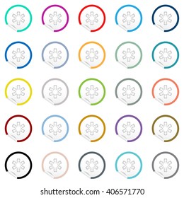 Flat chair and table icons on sticker for floor plan outline. Line EPS10 vector furniture illustration. View from above