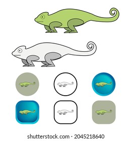 Flat Chameleon Reptile Icon Collection