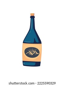 botella de champán plana sobre blanco