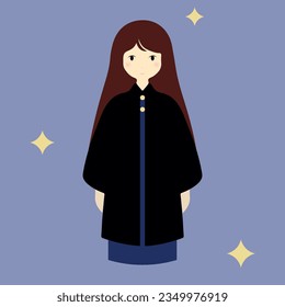 flat characher illustration girl magician