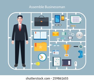 Flat character of assemble businessman concept illustrations