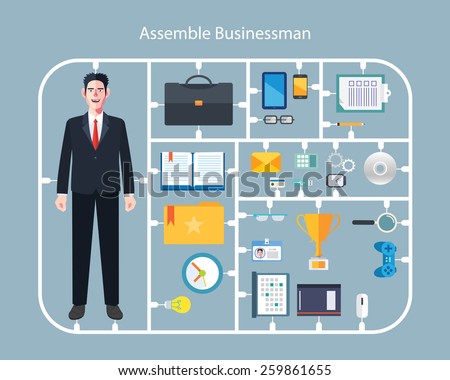 Flat character of assemble businessman concept illustrations
