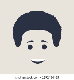 Flat character. Avatars with eyes. Smiling happy girl. Happy emotions
