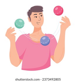 Flat character of a ball juggling performer 