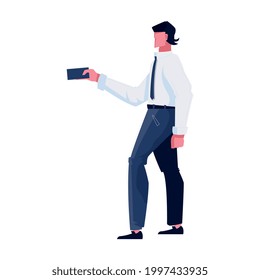 Flat character of bank clerk or client on white background vector illustration
