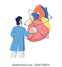 A flat character based illustration of cardiologist 