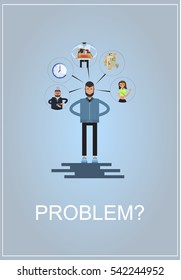 Flat character bearded man in a jacket. 