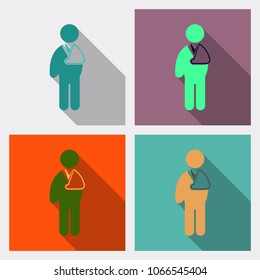 Flat Character with Broken Arm. Vector Illustration. Hand injury