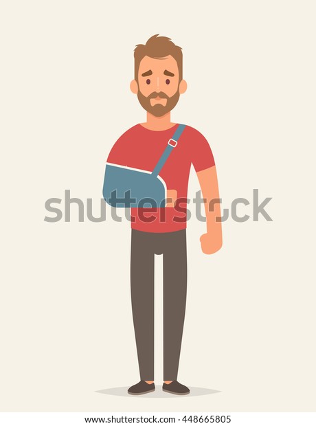 Flat\
Character with Broken Arm. Vector\
Illustration