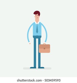 Carácter plano. Empresario con cartera de documentos