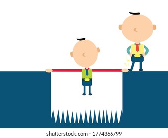 diseño de carácter plano para hombres de negocios que están dispuestos a sacrificarse por los amigos que quieren tener éxito