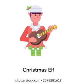Un diseño de carácter plano del elfo de la navidad 