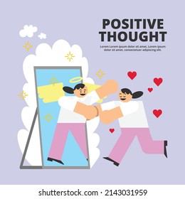 Flat Character Design Female Worker Positive Thought