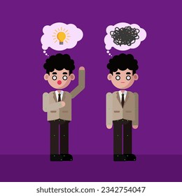 Diseño de carácter plano en perspectiva delantera figura animada obteniendo una idea para los negocios, animación de personajes de dibujos animados Businessman para el diseño de movimiento.