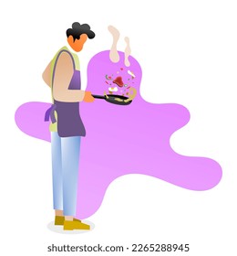 flat character design. flat illustration of people cooking. cook. cooking in the kitchen