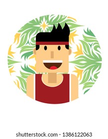 flat character design Illustrator, a young cartoon character