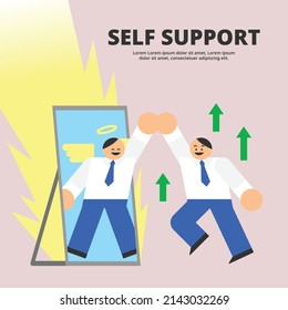 Flat Character Design Male Worker Self Support