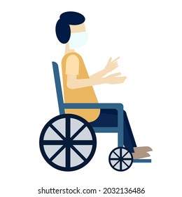 Flat character design with men on wheel chair 