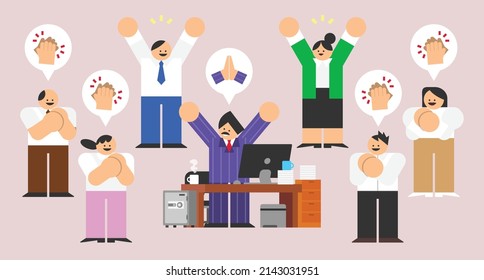 Flat Character Design Workers Supporting Boss