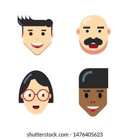 Flat Character Face Design Vector