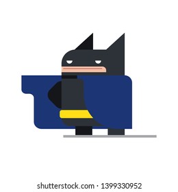 Flat character of fat boy in bat costume