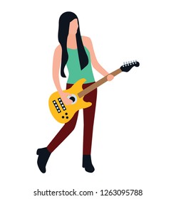 Flat character, female playing guitar