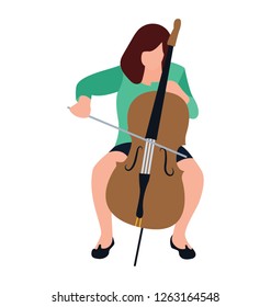 Flat character, female playing violin