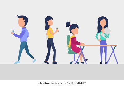 flat character group of people working in the office
