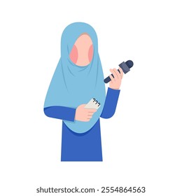 Flat Character Of Hijab Reporter