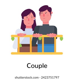 A flat character icon of cute couple 