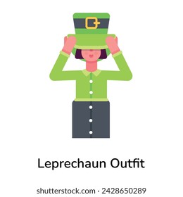 Un icono de personaje plano que representa un traje de duende 