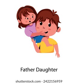 Icono de carácter plano que representa a la hija del padre que juega 