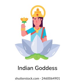 A flat character icon of indian goddess 